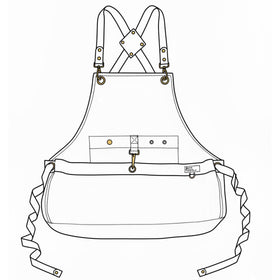 Cilkus Cross-back apron distributes weight to reduce shoulder strain.