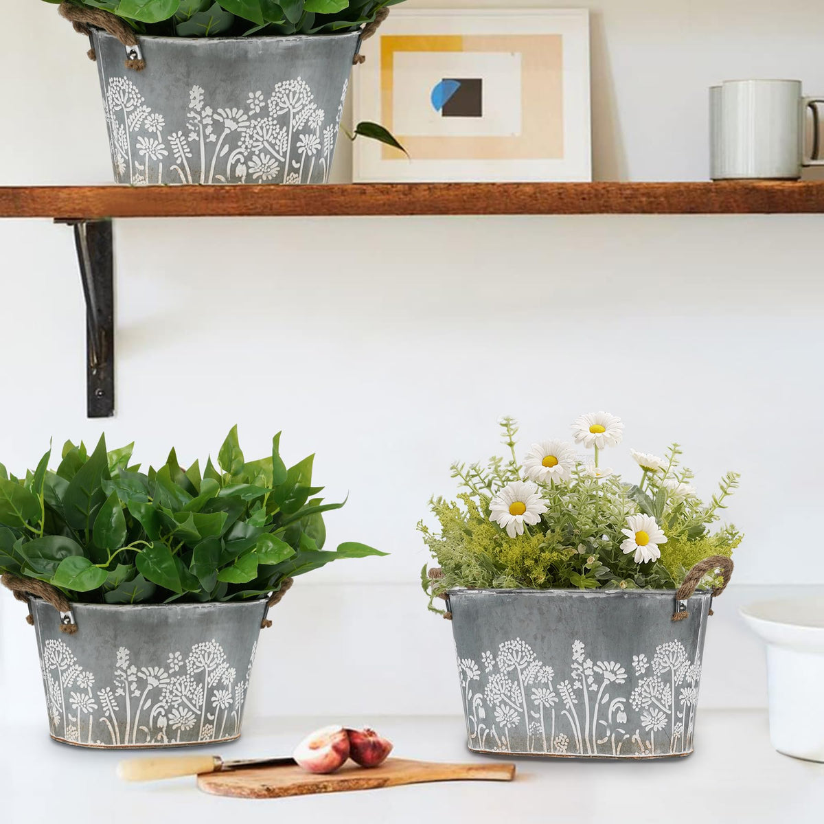 CILXGQLN planters feature rope-handle details for easy carrying and stylish display.
