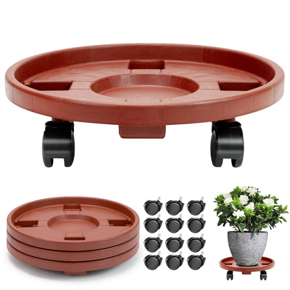 CINDALOG plant caddy with 13-inch wheels offers easy, safe movement for heavy planters.