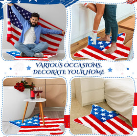 Cindeer star pattern rug provides vibrant decor and quick dry surface.