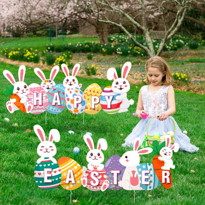 CiniQy Easter banner yard sign 33x15 boosts curb appeal for outdoor celebrations.