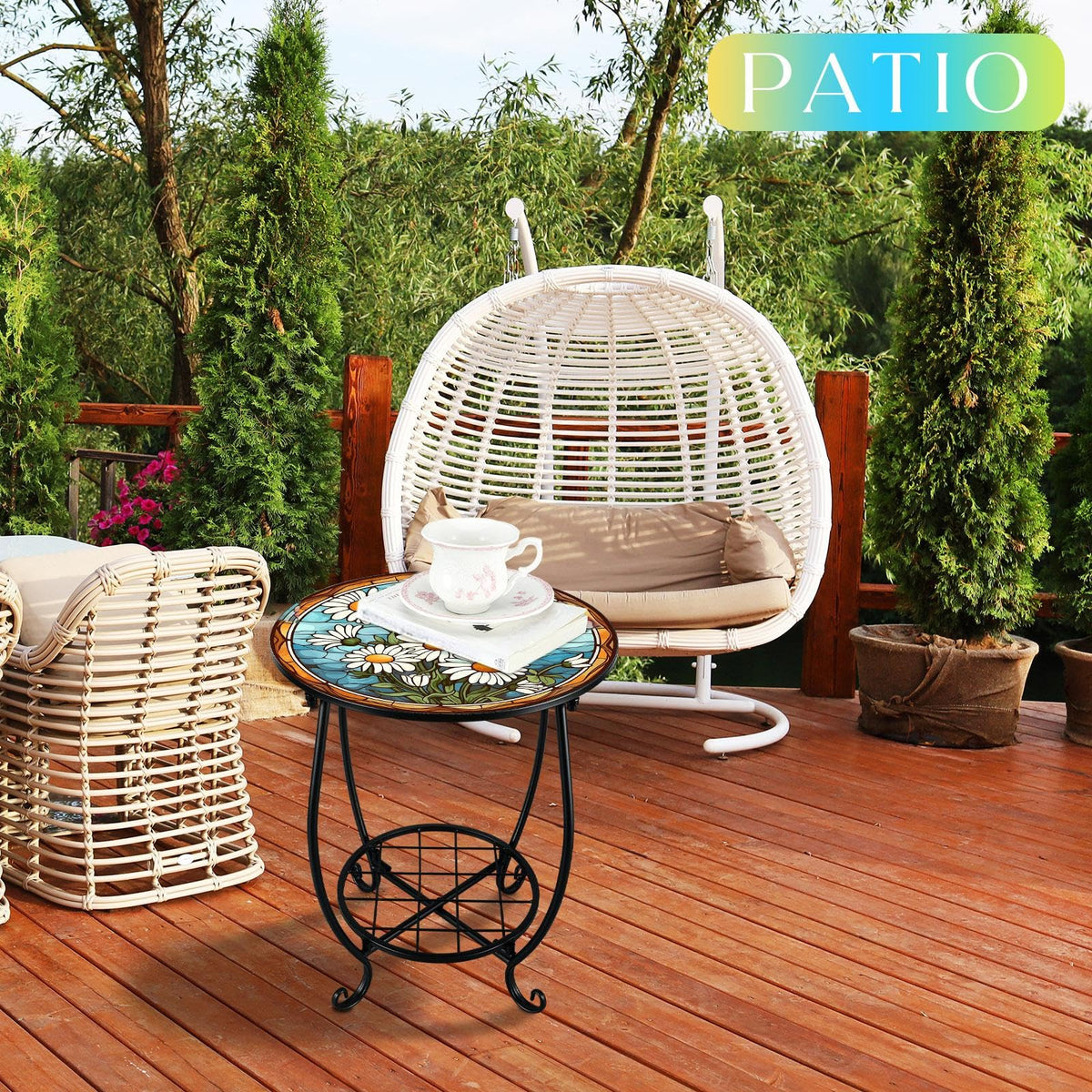 Cinnvoice Daisy Style round side table is easy to assemble in minutes.