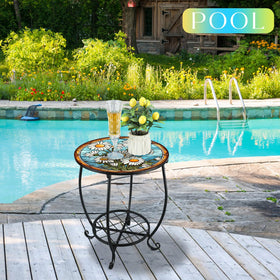 Cinnvoice Daisy Style round side table used as plant display for greenery neatly.