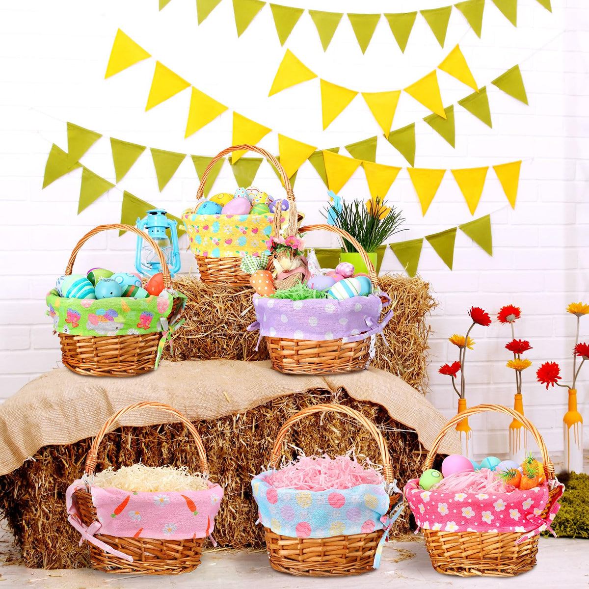 Cinnvoice basket with sturdy handles ideal for outdoor egg hunts.