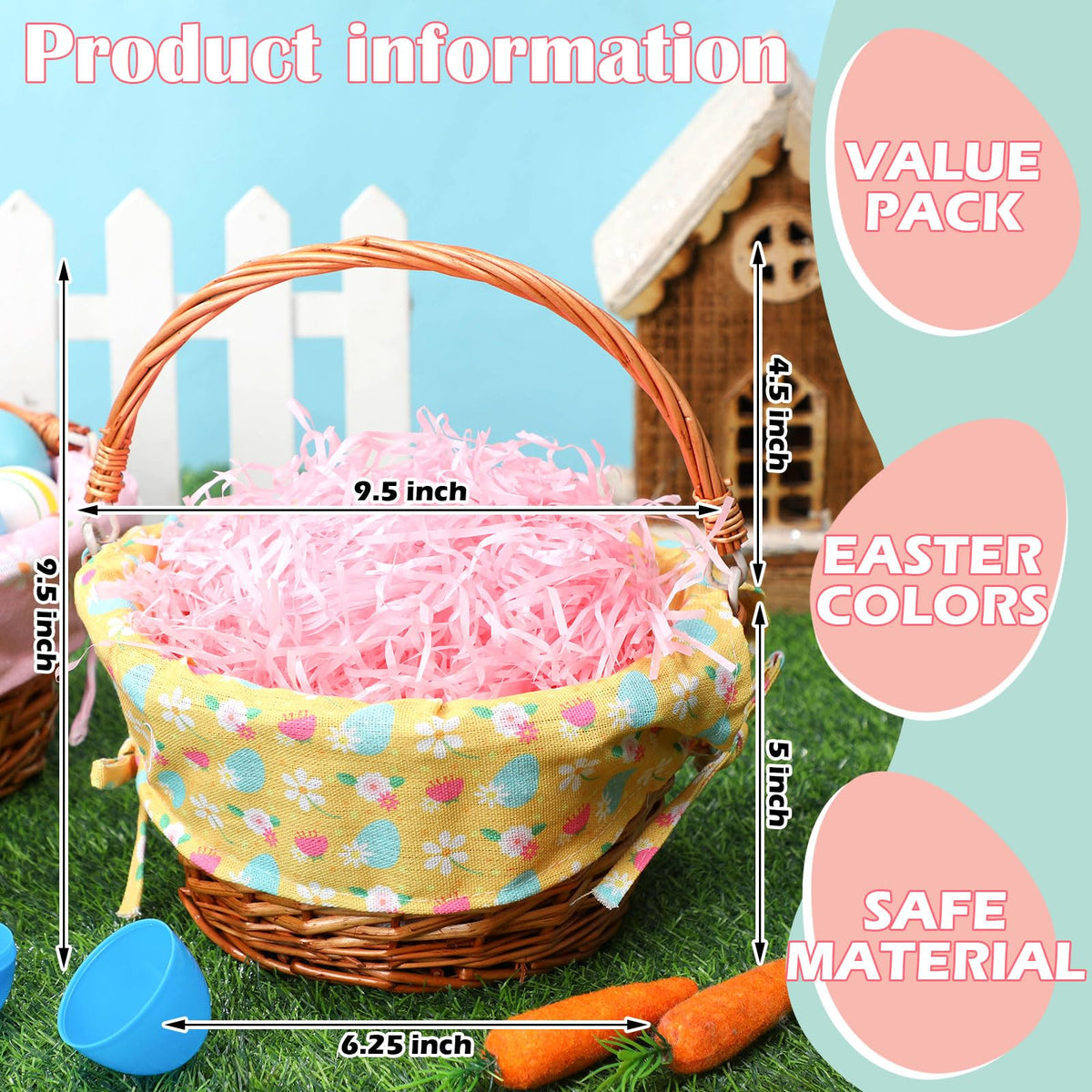 Cinnvoice six-pattern basket set with bunny and egg motifs for decorations.