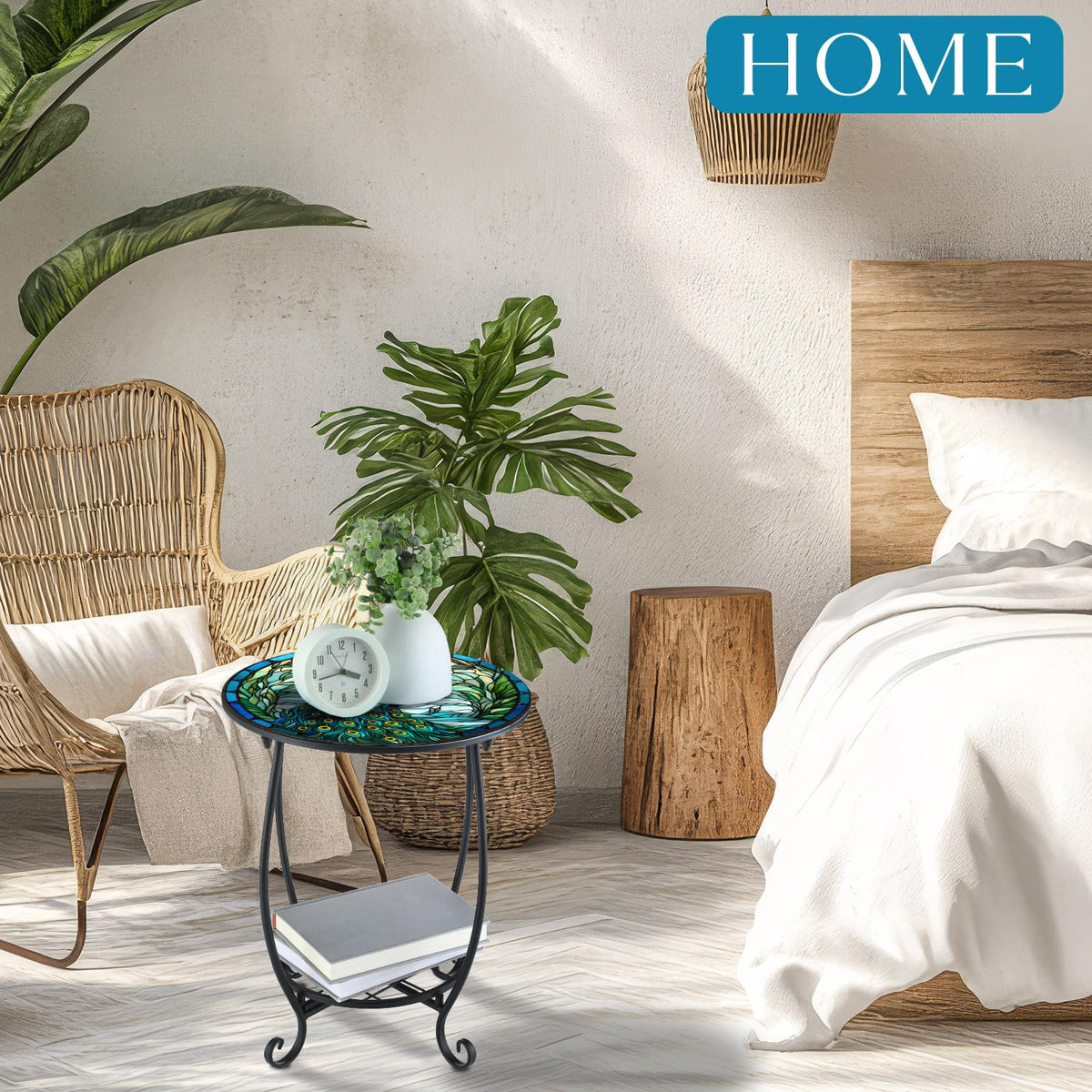 Cinnvoice hollow iron art table adds decorative charm for outdoor use.