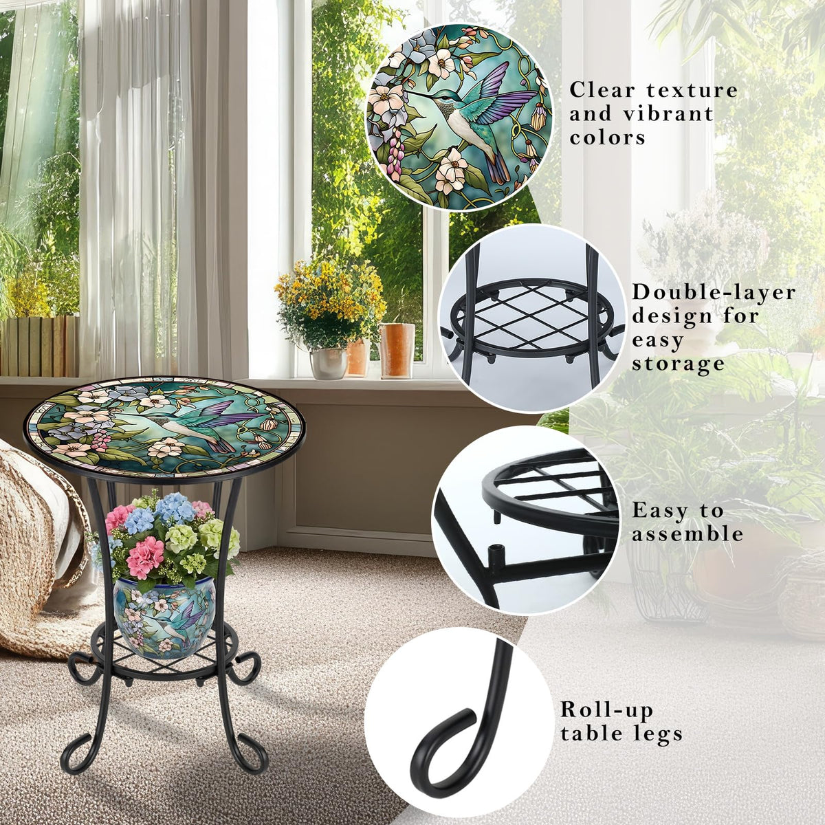 Cinnvoice anti-rust coated metal table for durable indoor and outdoor use.