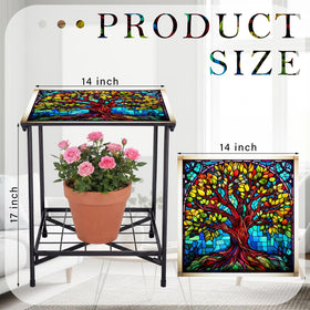 Cinnvoice metal side table featuring hollow iron art for porch decor