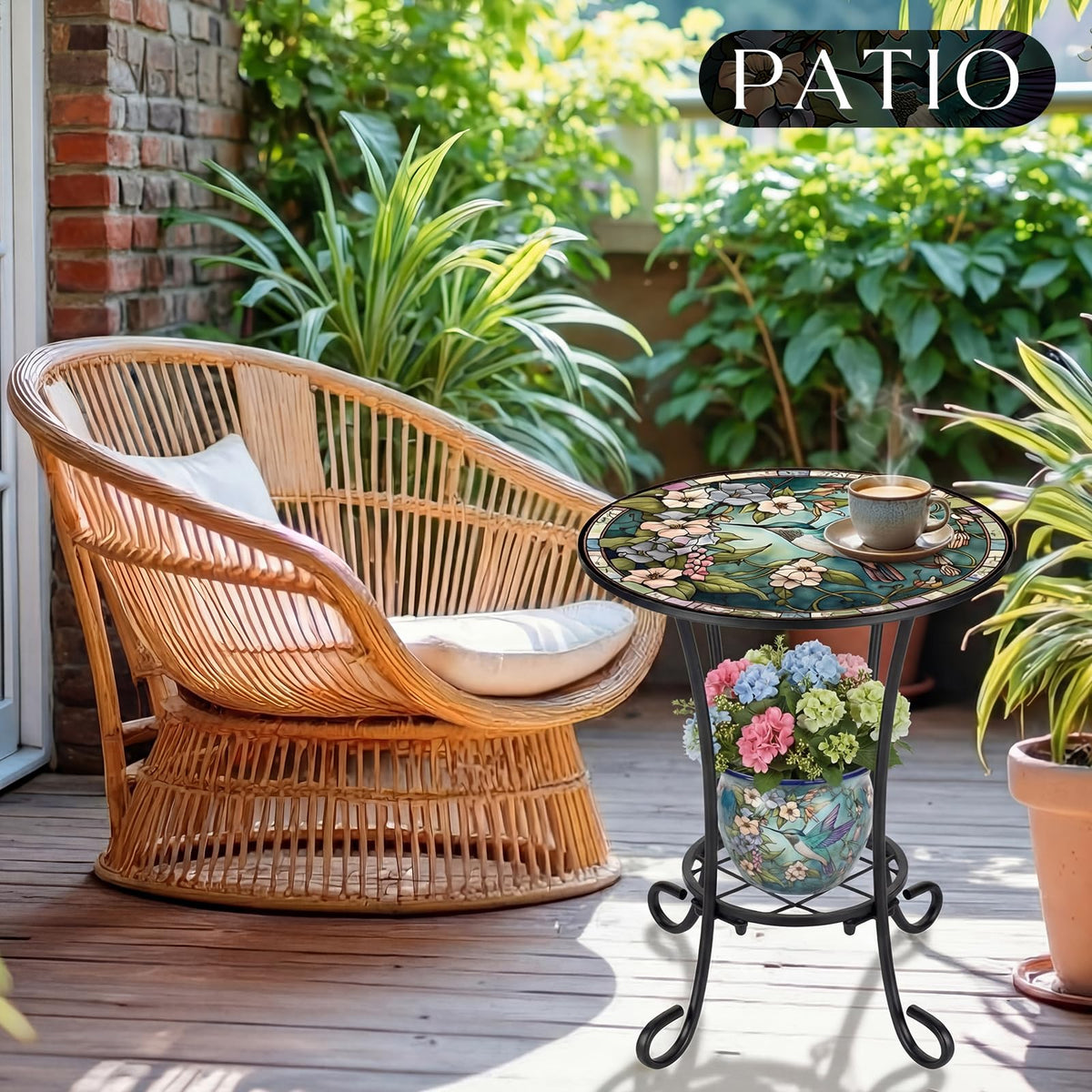 Cinnvoice multi-use table for plants, snacks, and small accents.