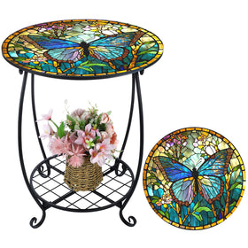 Cinnvoice butterfly-style round side table for compact patios and cozy corners