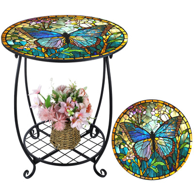 Cinnvoice butterfly-style round side table for compact patios and cozy corners