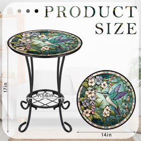 Cinnvoice round mosaic top outdoor table ideal for coffee and snacks.