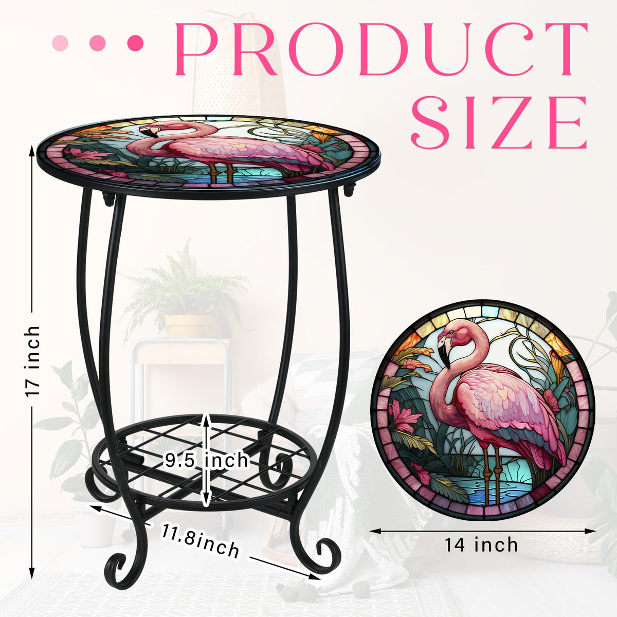 Cinnvoice round side table two-layer design, space-saving for small balconies.