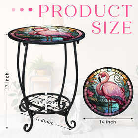 Cinnvoice round side table two-layer design, space-saving for small balconies.