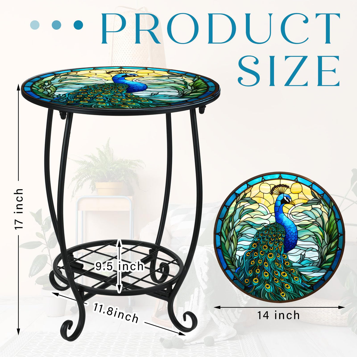 Cinnvoice two-layer design round side table offers display and storage space.