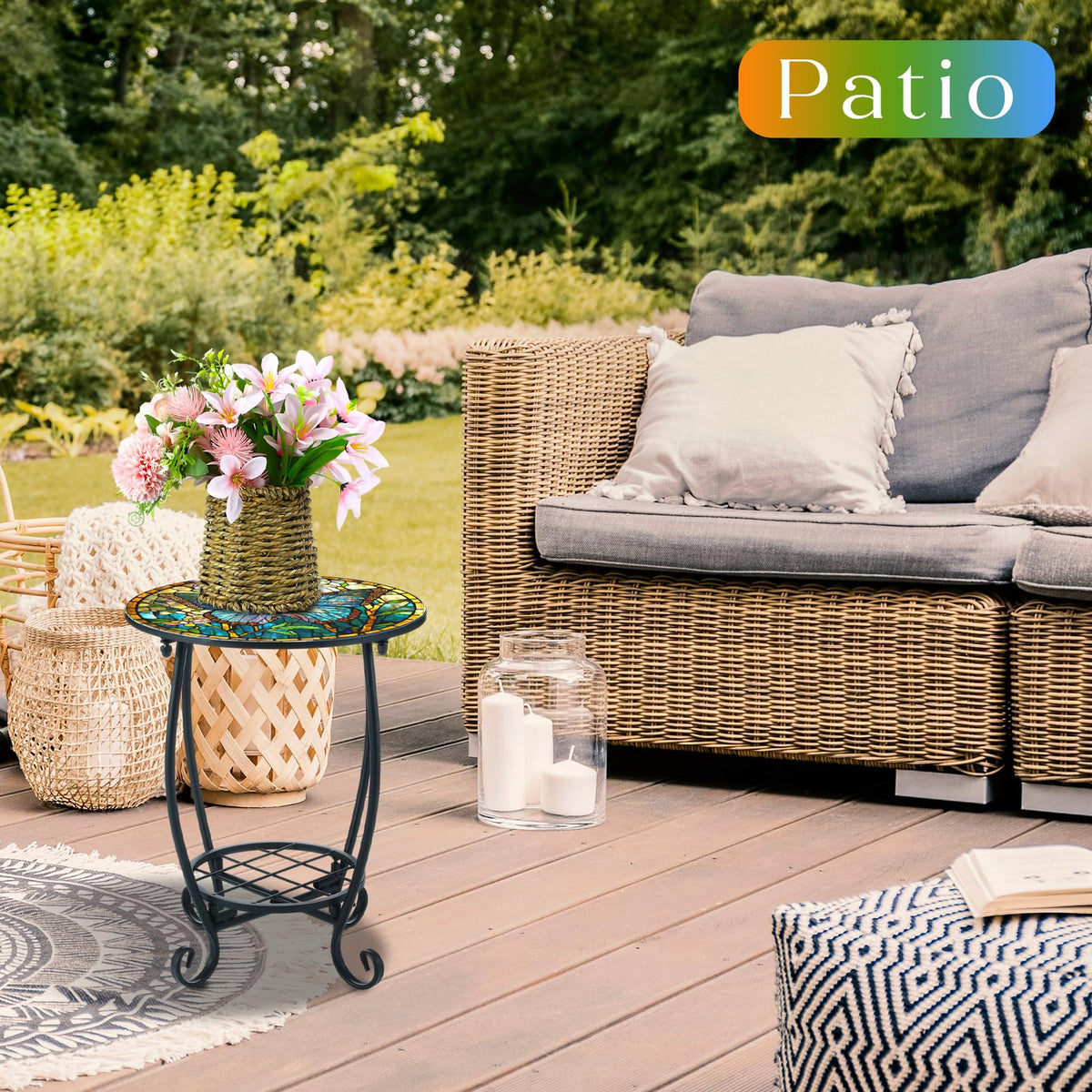 Cinnvoice two-layer design side table keeps decor and essentials within reach.