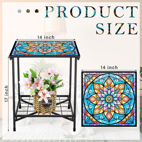 Cinnvoice two-tier storage side table for display and organization