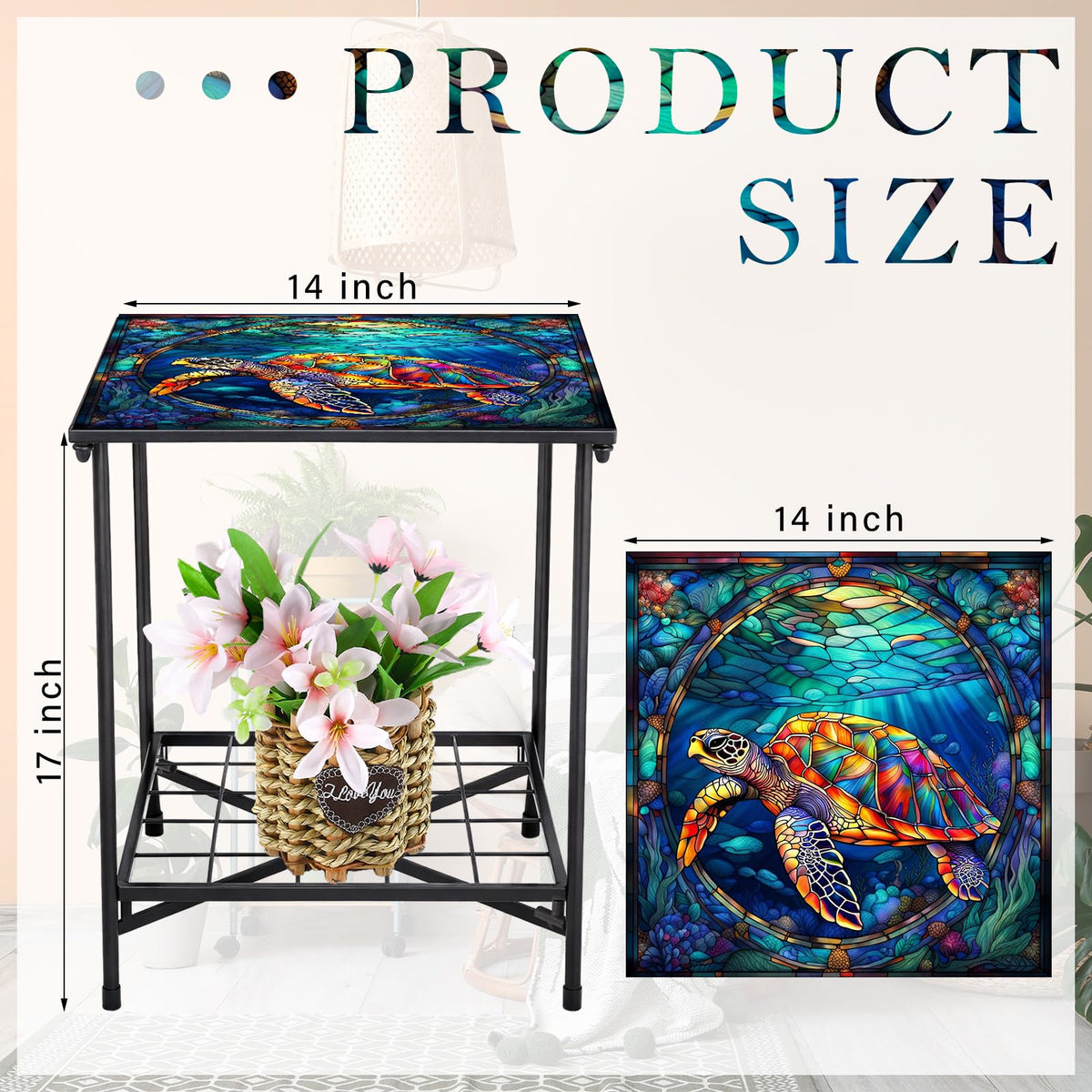 Cinnvoice two-tier storage table for extra space for magazines and small plants.