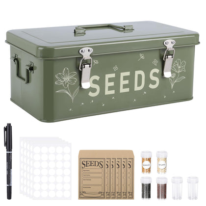 Cinpode green seed storage organizer showing four compartments and lid