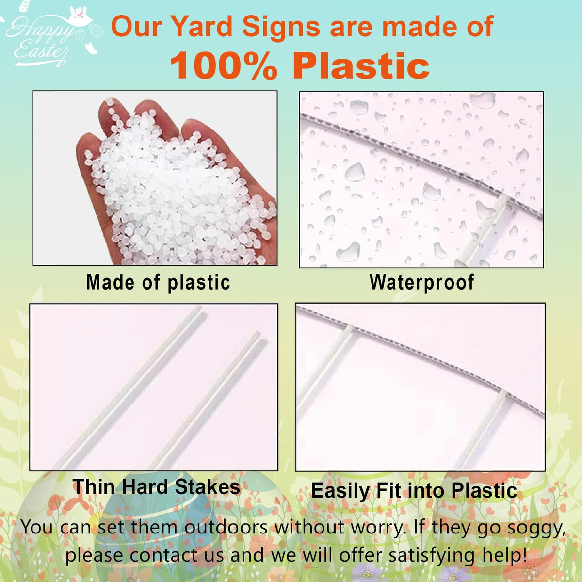 CiniQy Easter bunny sign set, waterproof material for rain-safe outdoor use