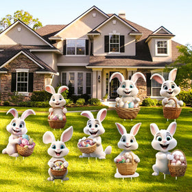 CiniQy 8-pack bunny signs, simple stake installation for quick DIY setup