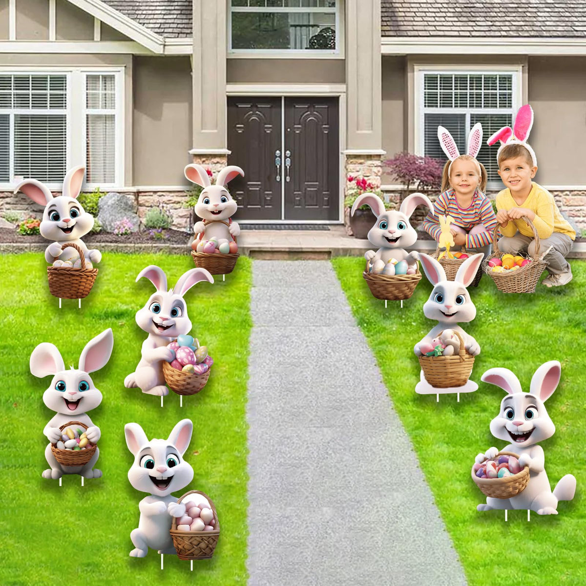 CiniQy cute bunny yard signs, versatile for garden parties and egg hunts