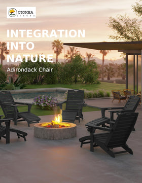 Ciokea Adirondack chair showing two built-in cup holders on the armrests.