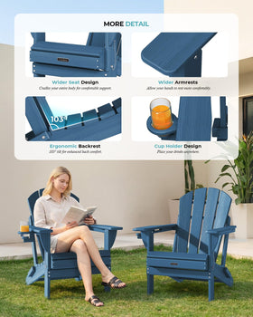 Ciokea Adirondack chair with widened armrests suitable for laptops