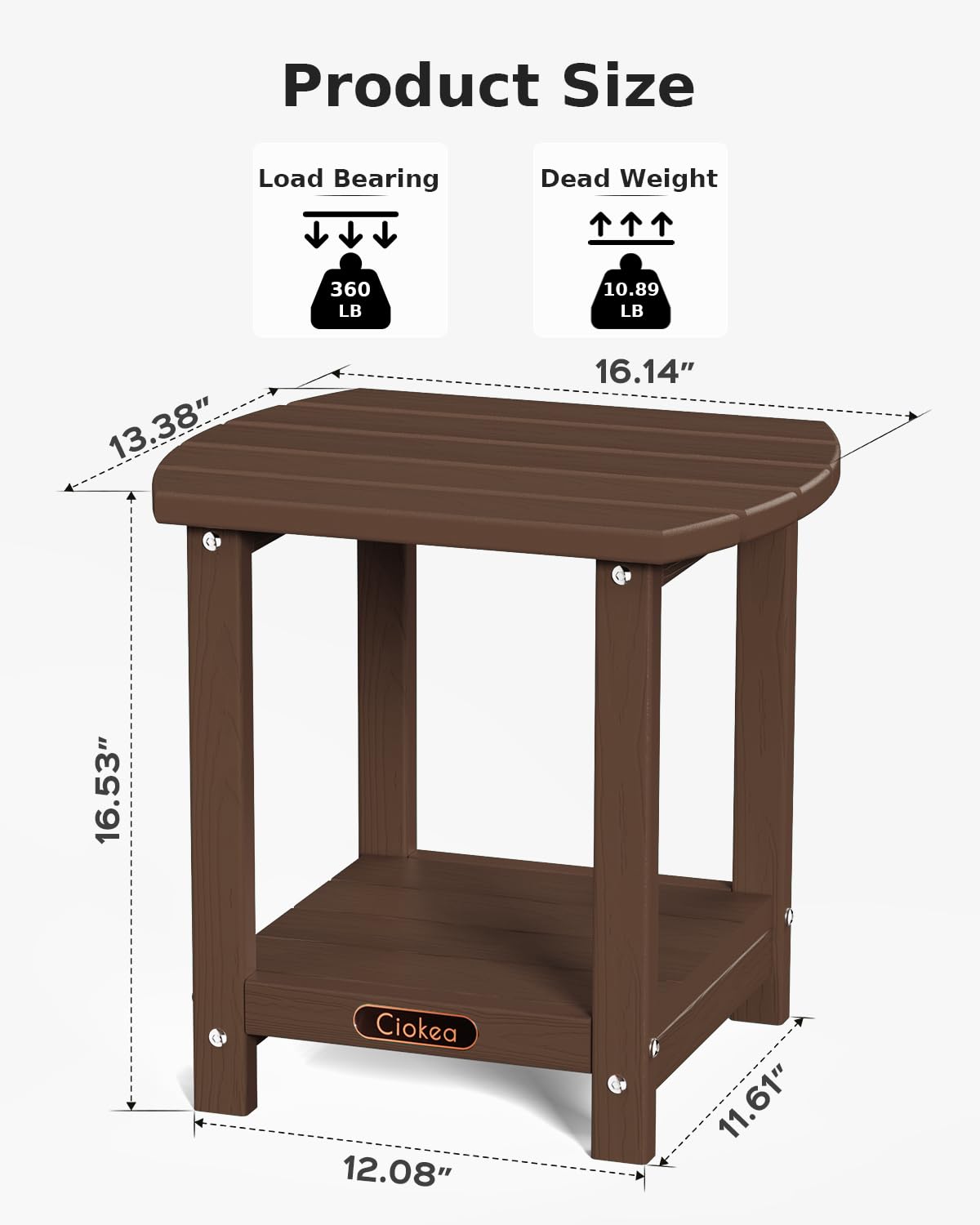 Ciokea Adirondack side table easy to assemble with screws.