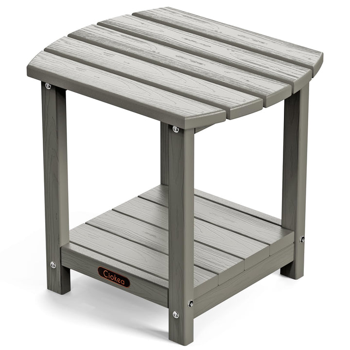 Ciokea Adirondack side table top surface ready for drinks and plants outdoors