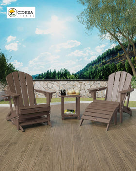 Ciokea Adirondack side table in black, weather-resistant finish.