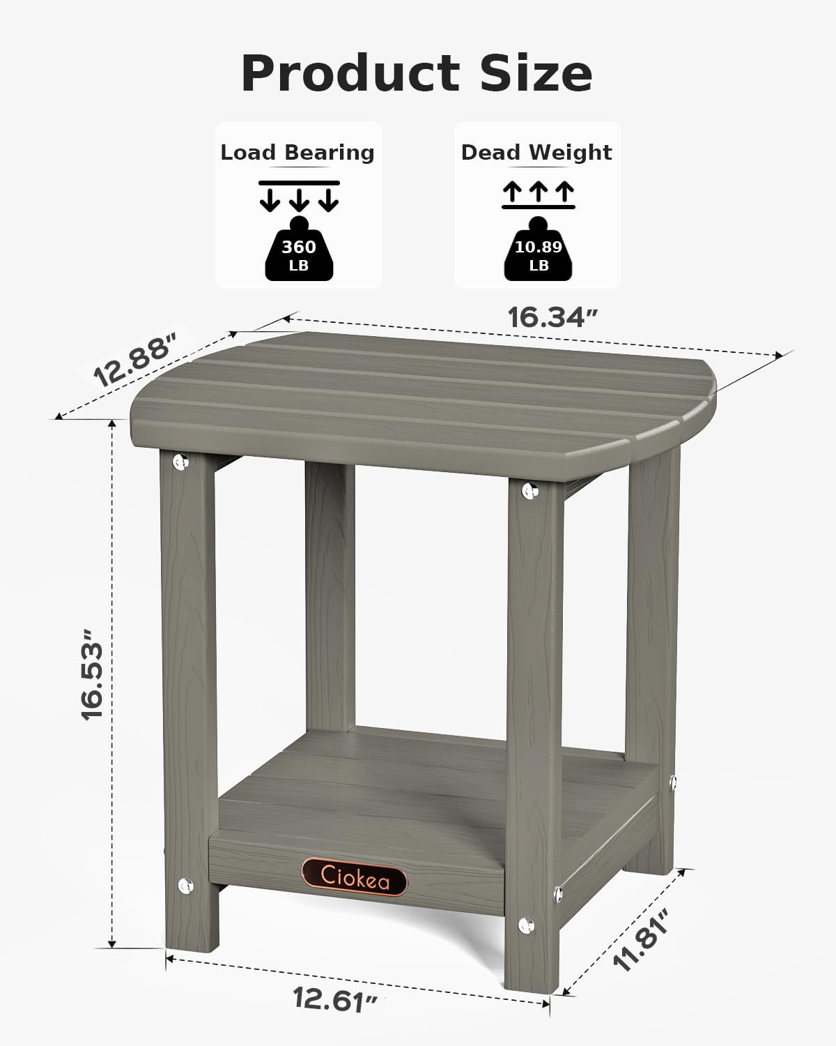 Ciokea Adirondack side table made with weather-resistant polyethylene for outdoor use