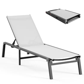 Ciokea aluminum chaise lounge with foldable design for easy storage and transport.