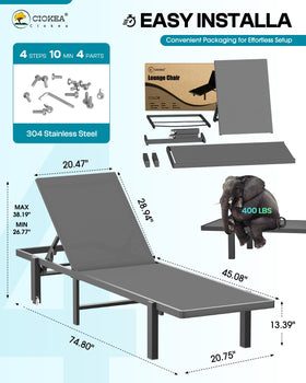 Ciokea chaise lounge laid flat for tanning sessions