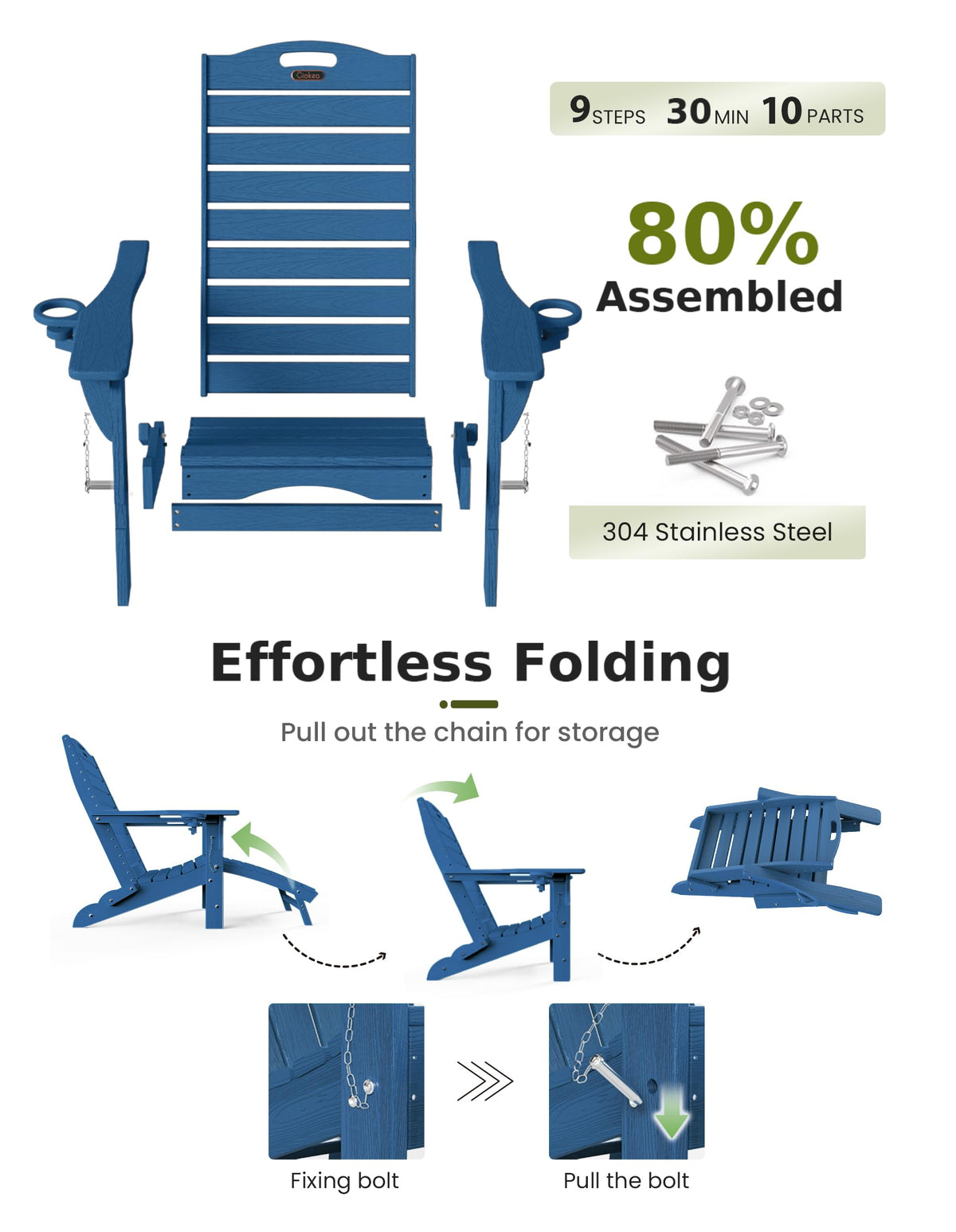Ciokea easy-assembly outdoor chair ships with clear instructions for quick setup.