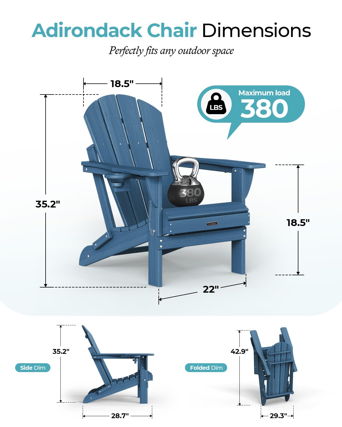 Folded Ciokea Adirondack chair compact storage for easy transport