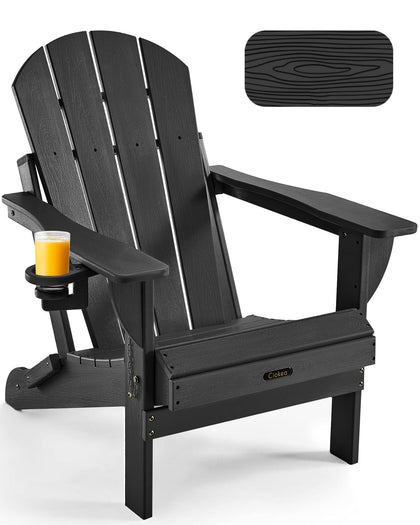 Ciokea folding Adirondack chair with wood-texture on patio for outdoor lounging