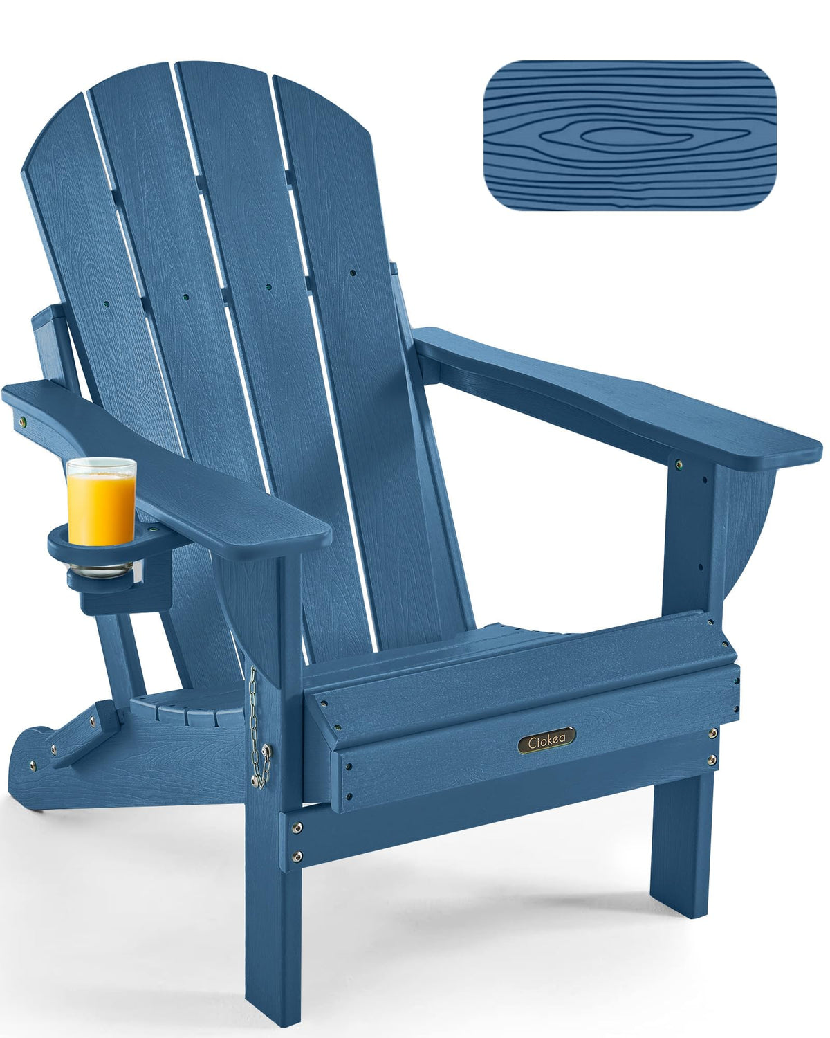 Ciokea folding Adirondack chair with wood texture for sturdy outdoor seating