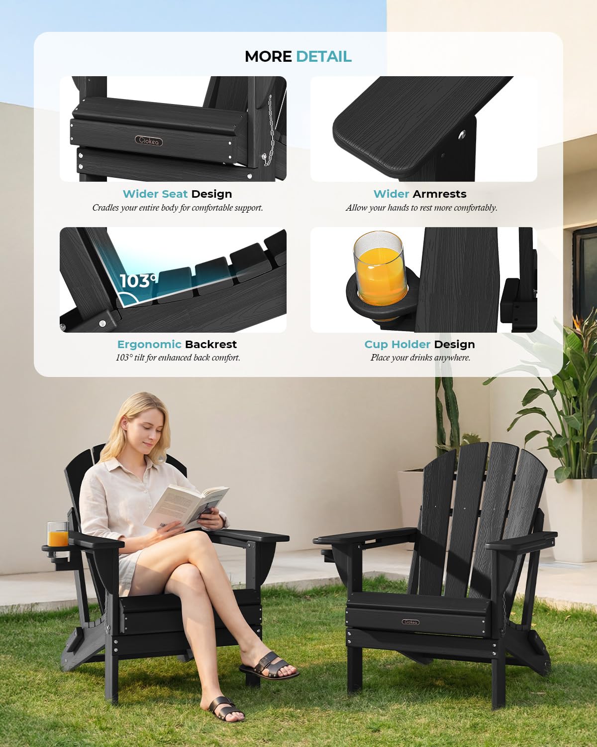 Ciokea HDPE frame with wood-grain finish, durable and long-lasting
