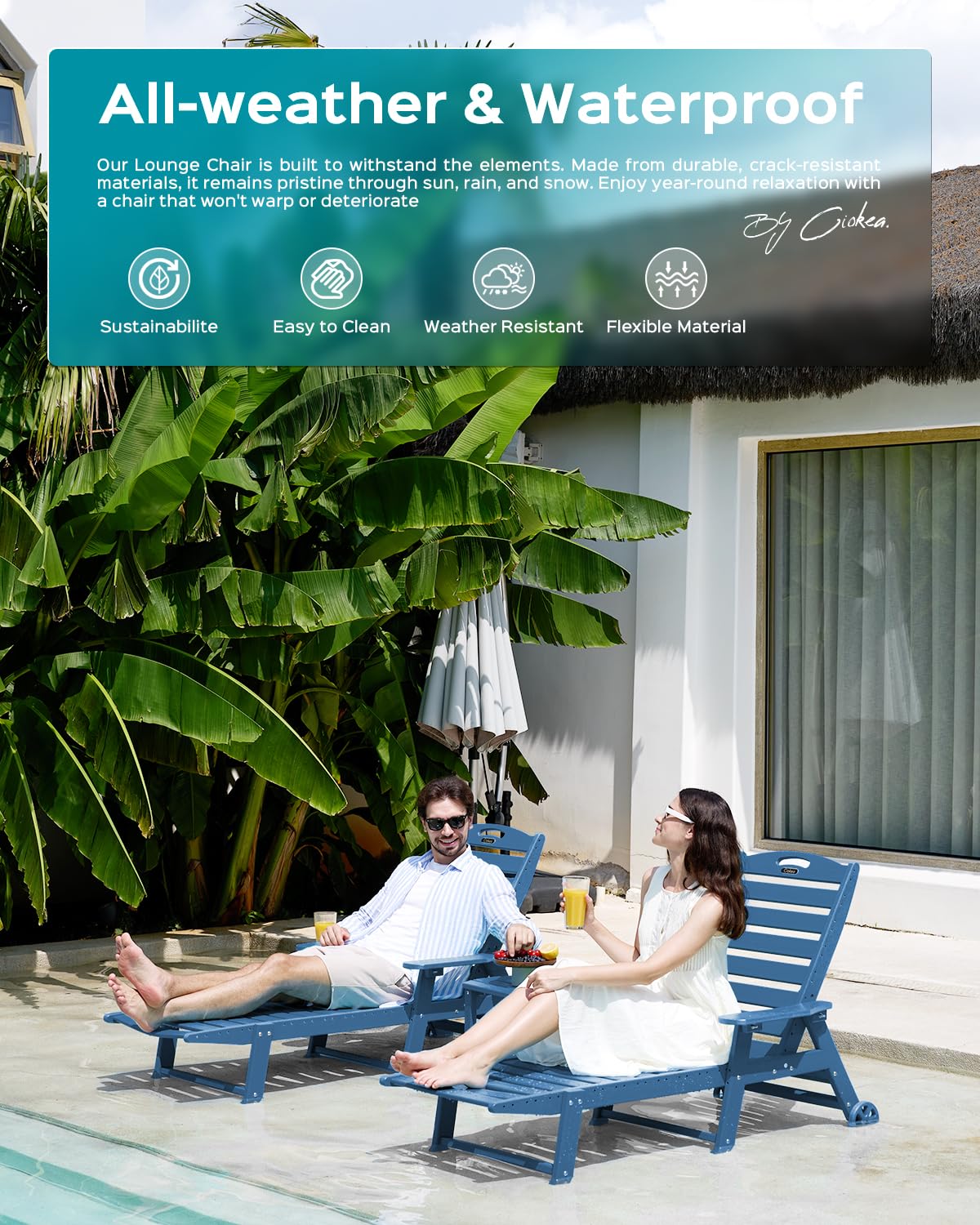Ciokea lounge chair quick assembly for instant outdoor relaxation.