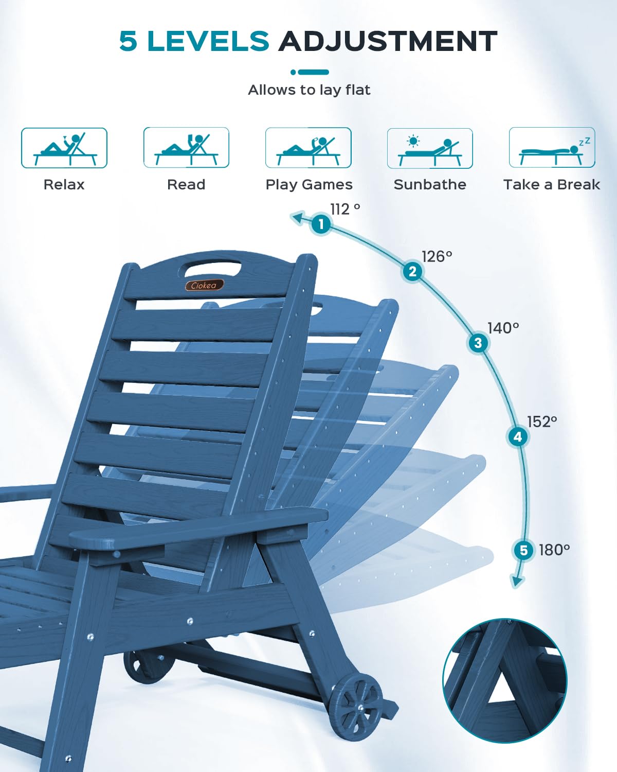 Ciokea lounge chair cup holder fits different drink sizes.