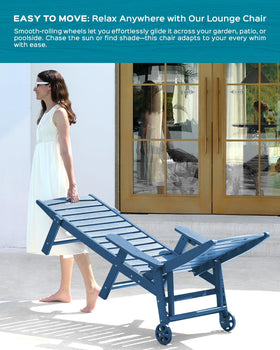 Ciokea lounge chair poolside scene highlights durable HDPE construction.