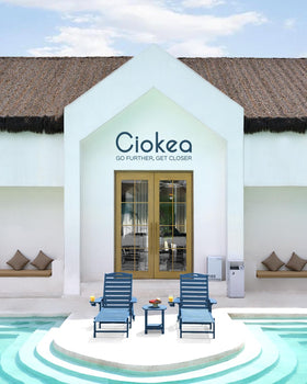 Ciokea lounge chair wheels enable smooth movement by the pool.