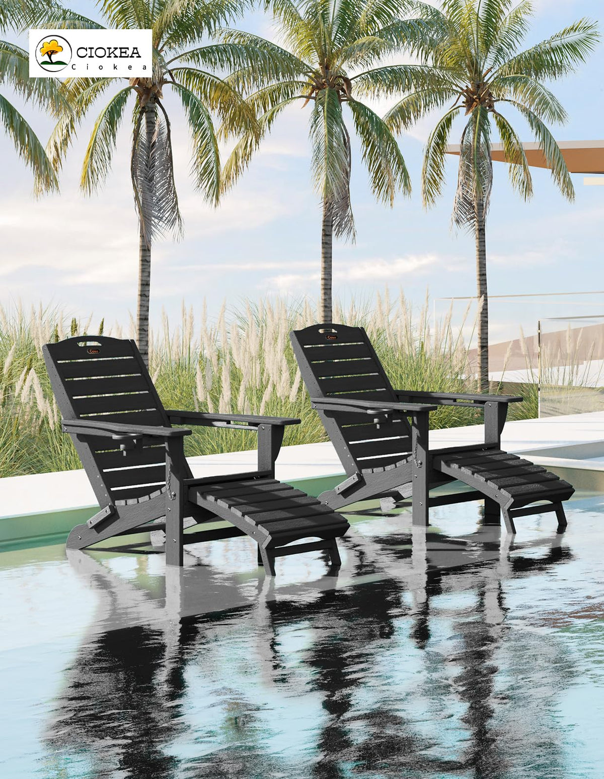 Ciokea patio chair by poolside ready for drinks and sun.