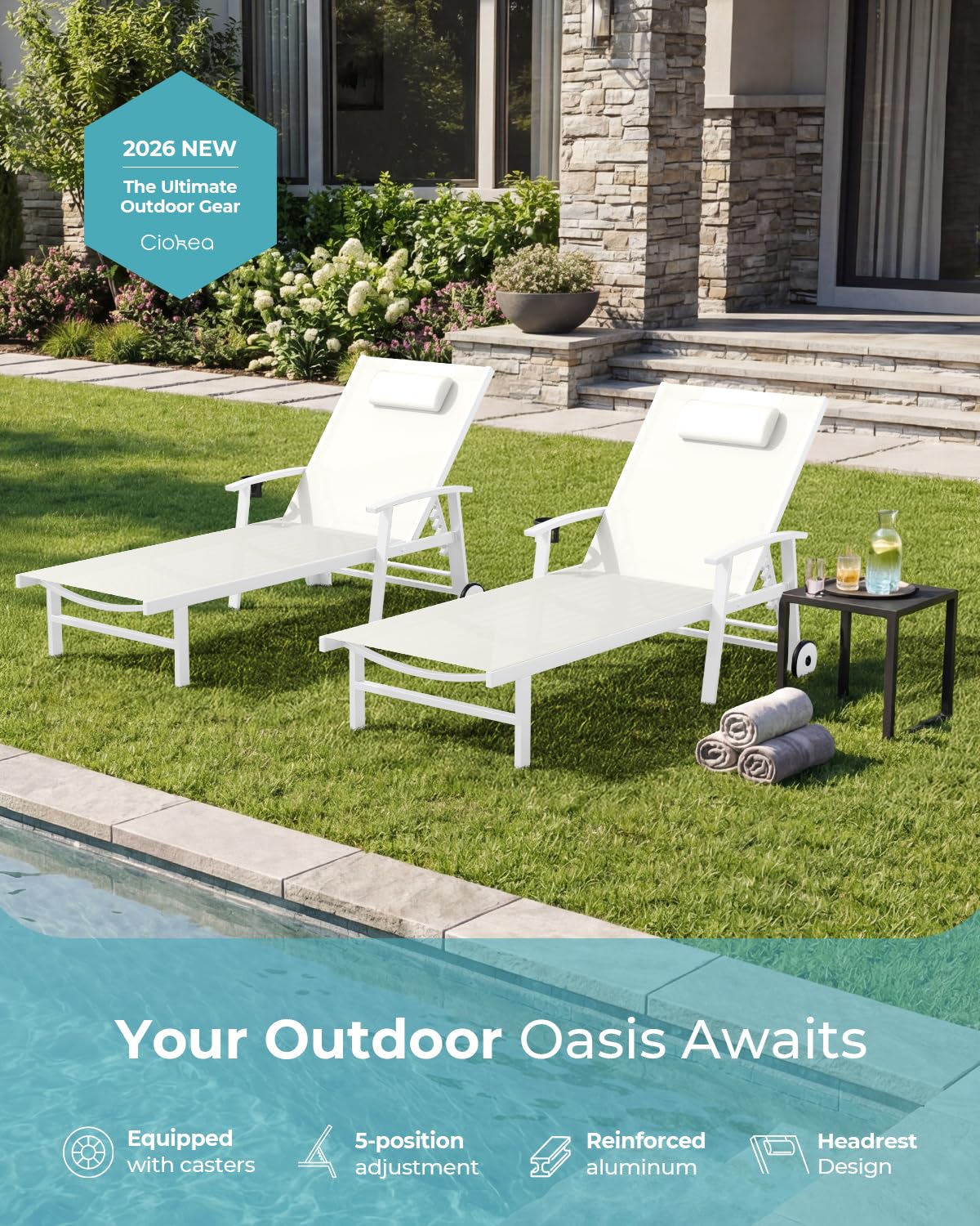 Ciokea wide armrests provide steady support during extended outdoor sessions.