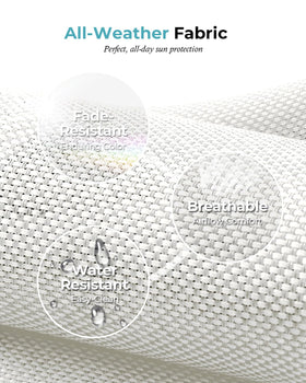 Ciokea Textilene fabric on sturdy aluminum frame resisting sun and moisture.