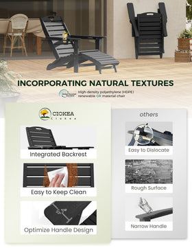 Ciokea weather-resistant HDPE chair shown in black outdoors.
