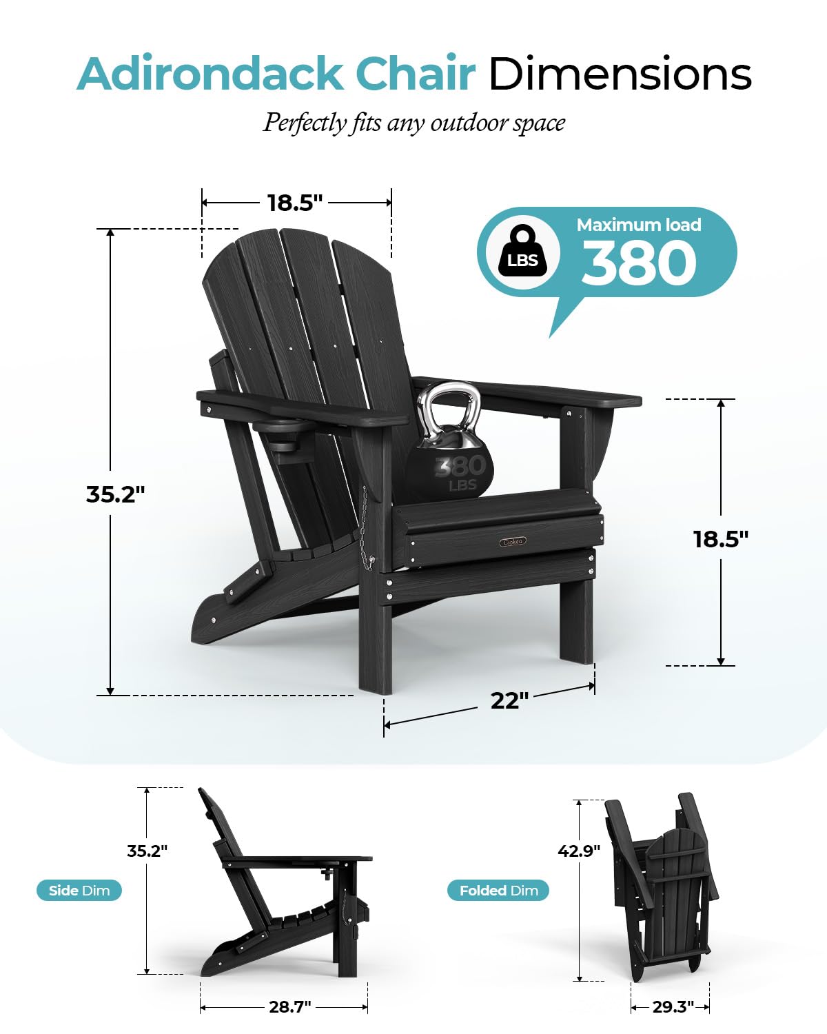 Ciokea chair in wood-grain HDPE, weather-resistant outdoor furniture