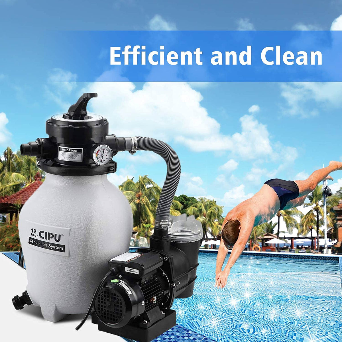 CIPU corrosion-proof housing withstands all-weather pool use.