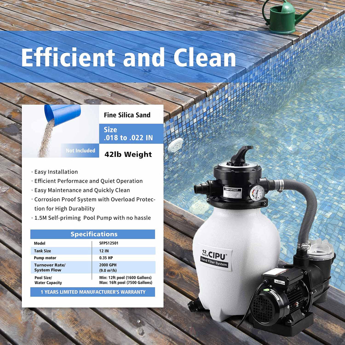 CIPU prefilter basket easy-clean feature enables fast maintenance.